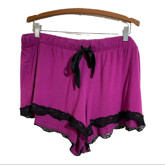 Torrid womens sleep wear shorts lace purple black drawstring waist. Size22/24 - Picture 6 of 8